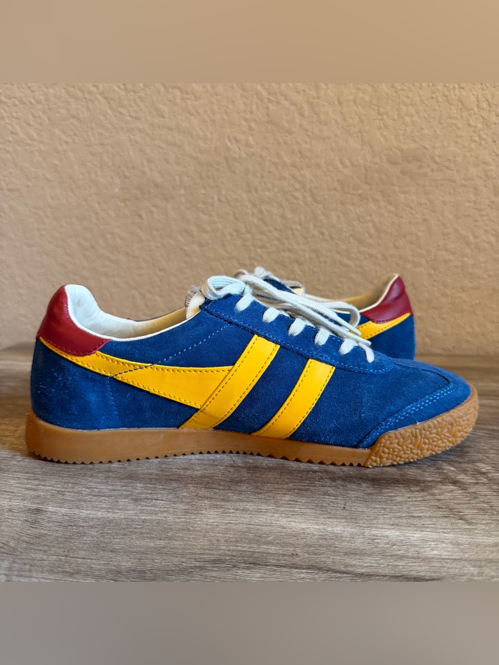 Gola Elan Sneakers Blue Suede Upper and Yellow Leather Overlays - Picture 6 of 10